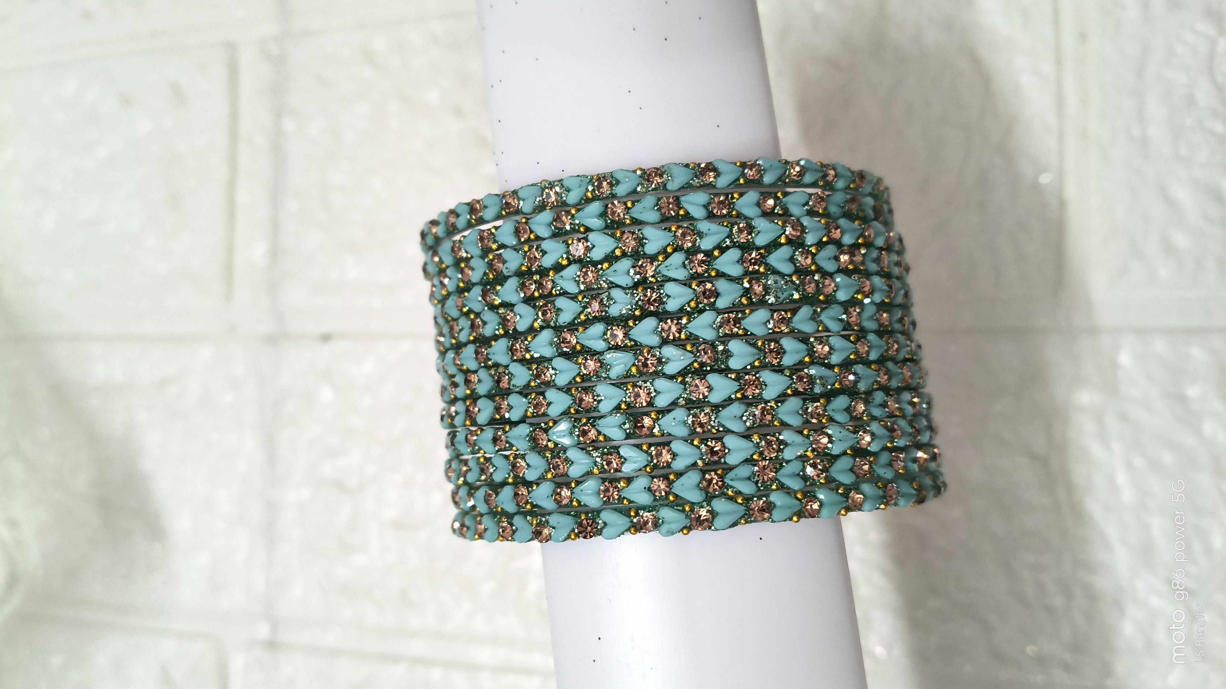 Turquoise/ Aqua blue Heart Bangles