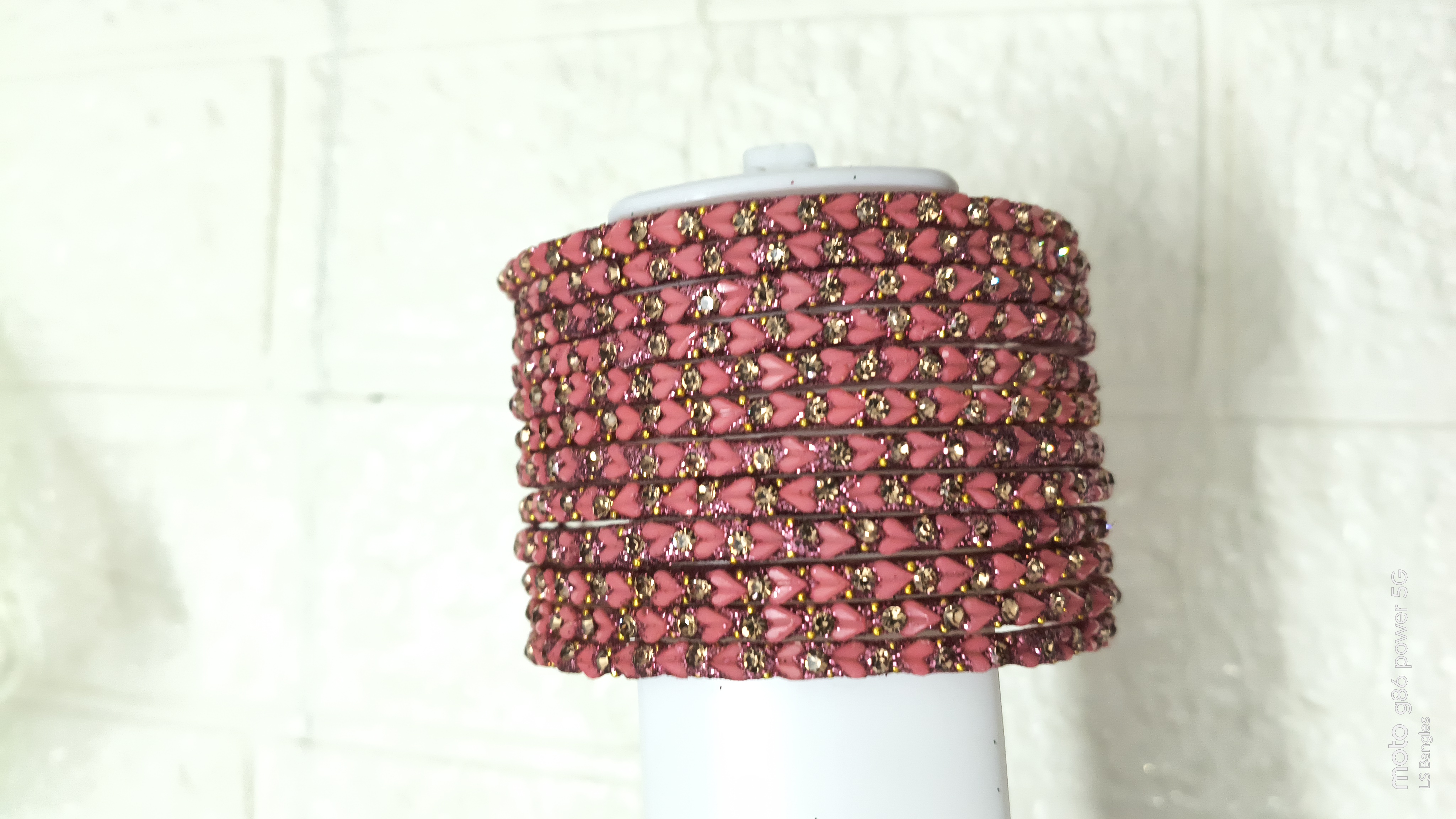 Heart Glass Bangles - Pink (Gajiri)