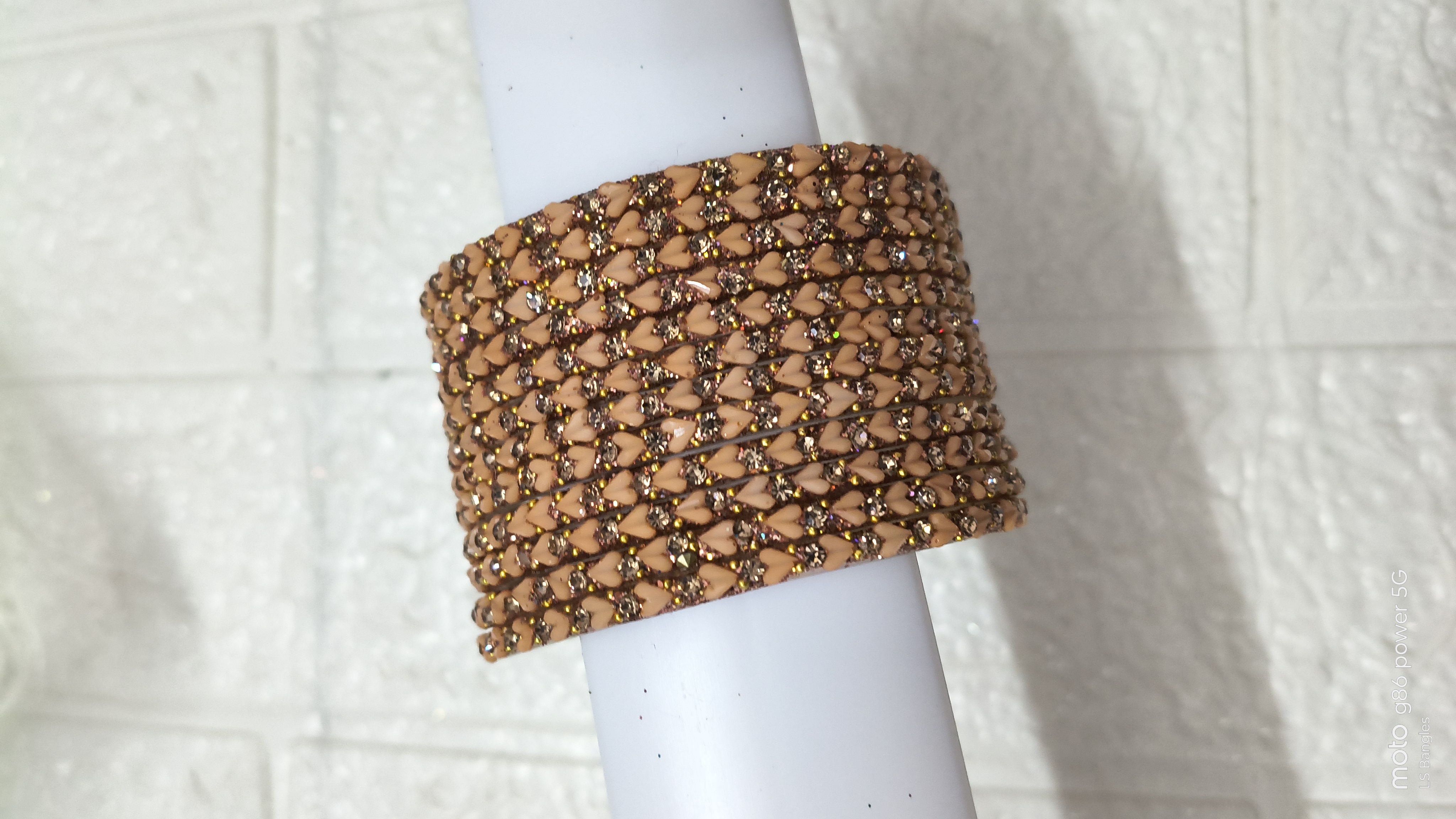 Heart Glass Bangles - Peach (Sandal)